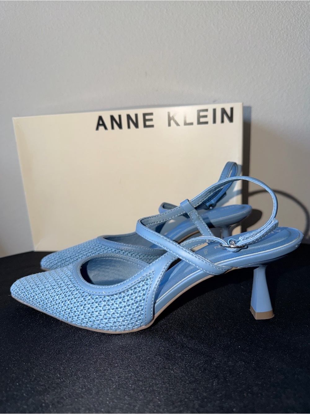 Anne Klein Blue Slingback Pointed-Toe Heels